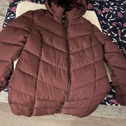 Women's Mid-Length Chevron Quilted Hooded Puffer Jacket