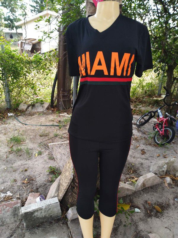 Miami Gucci Shirt With Maching leggings, Black, Large 