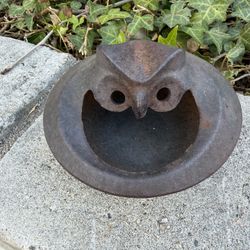 Antique Cast Iron Owl Incense Burner 