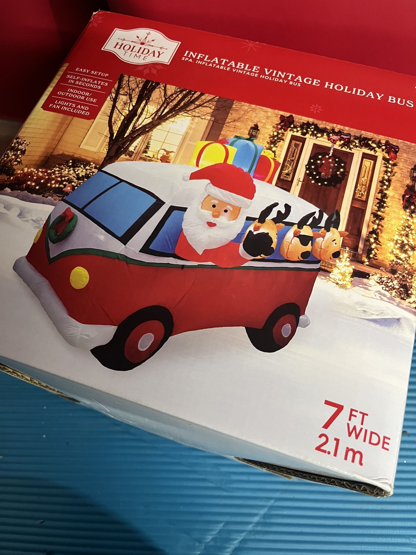 Brand New In Box Inflatable Vintage Holiday Bus V-W Holiday Time 7ft Wide Inflatable