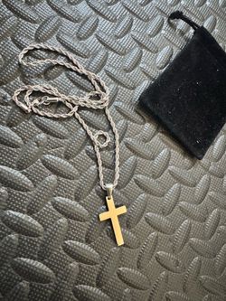 Brand New Silver color Stainless Steel Twist Chain with Cross Pendant-24” available