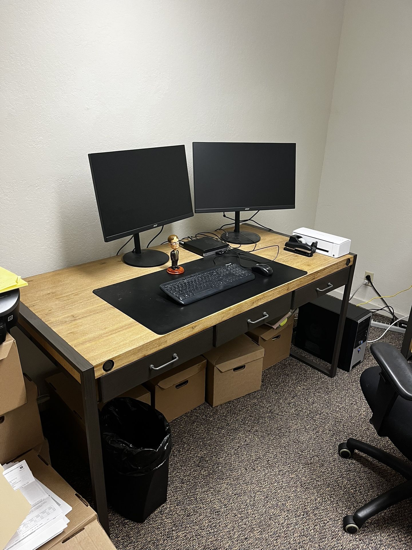 Desk and Filing Cabinet