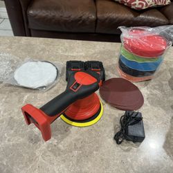 6 Inch 21V Cordless Car Buffer - Polisher Kit with 2 X 2.0 Batteries, Car Wax Buffer for Detailing, Polisher Offering 6 Variable Speeds for Detailing/