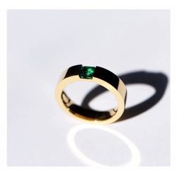 Natural emerald zircon ring plated with 18K gold emerald men's simple popular ins domineering style for boyfriend