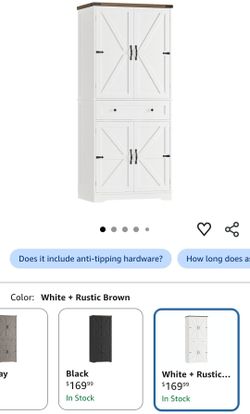 HOSTACK 71" Kitchen Pantry Storage Cabinet, Farmhouse Pantry Cabinet, White