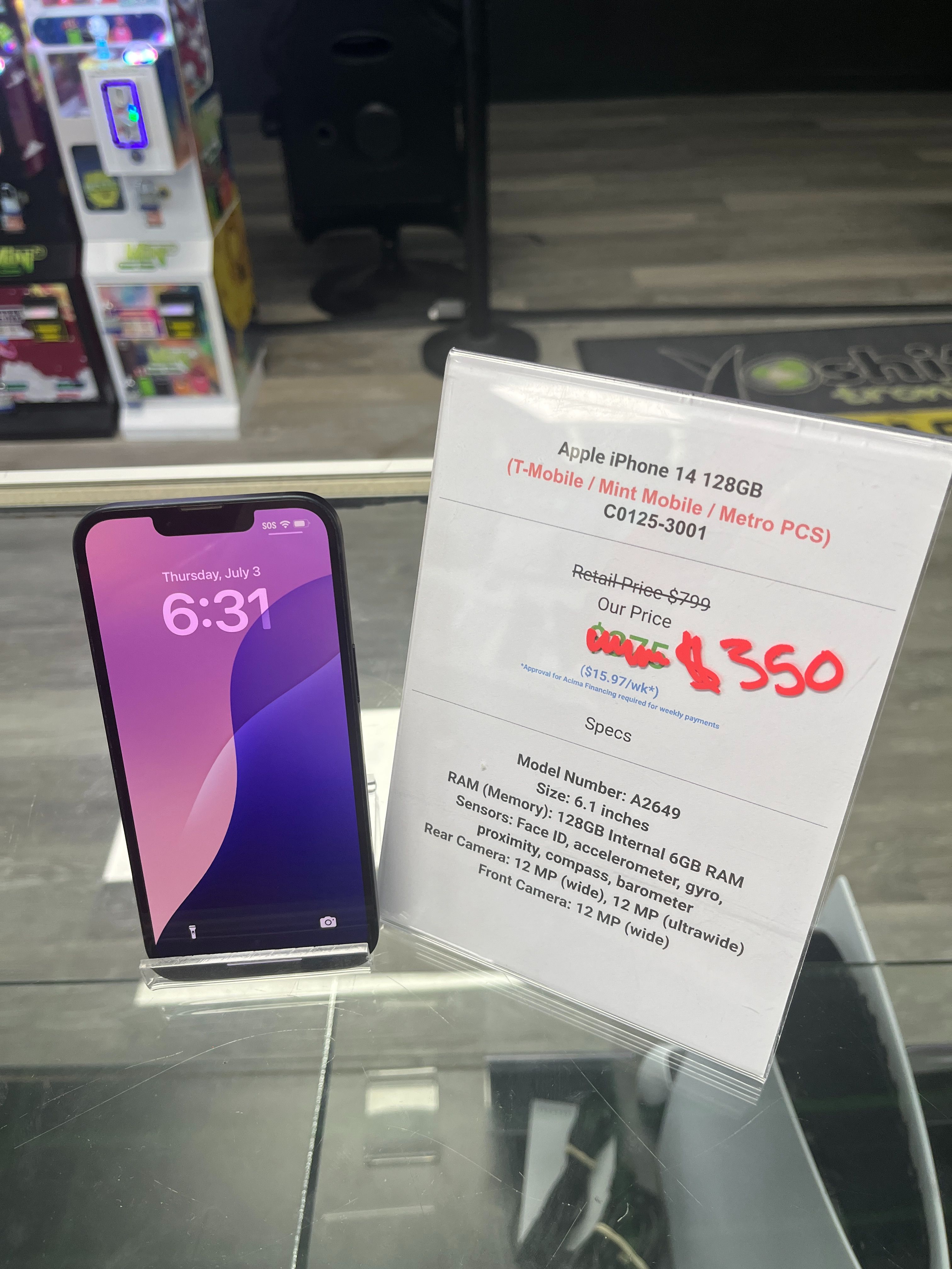 iPhone 14 128GB T-Mobile Midnight C0125-3001