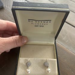 De Scenza Pearl And Diamond Earrings 