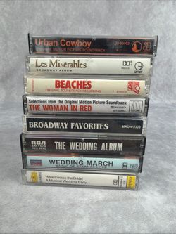 VTG Cassette Tape Lot Urban Cowboy Les Miserables Beaches Soundtrack Broadway