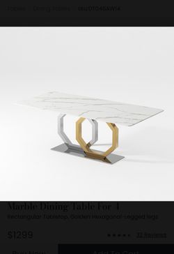 White Faux Marble Dinning Table
