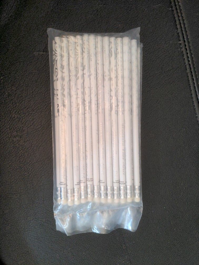 24 Pencils Wedding Theme White And Silver