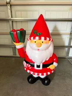 Christmas Blow Mold Santa Gnome with gift 32inch
