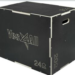 Non-Slip Wood Plyo Box  3-in-1 30/24/20