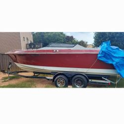 Boat w, Cabin, Trailer, 350. B.O.