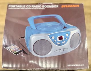 **NEW** Sylvania Portable CD Player AM FM Radio Blue Retro Boombox SRCD243M