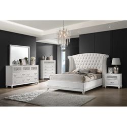 Beautiful, 4 piece bedroom set includes queen bed, nightstand, dresser, and mirror