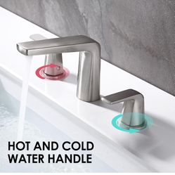 8 inch 2 Handles Widespread Bathroom Faucet 3 Holes with Pop up DrainA14 nickel