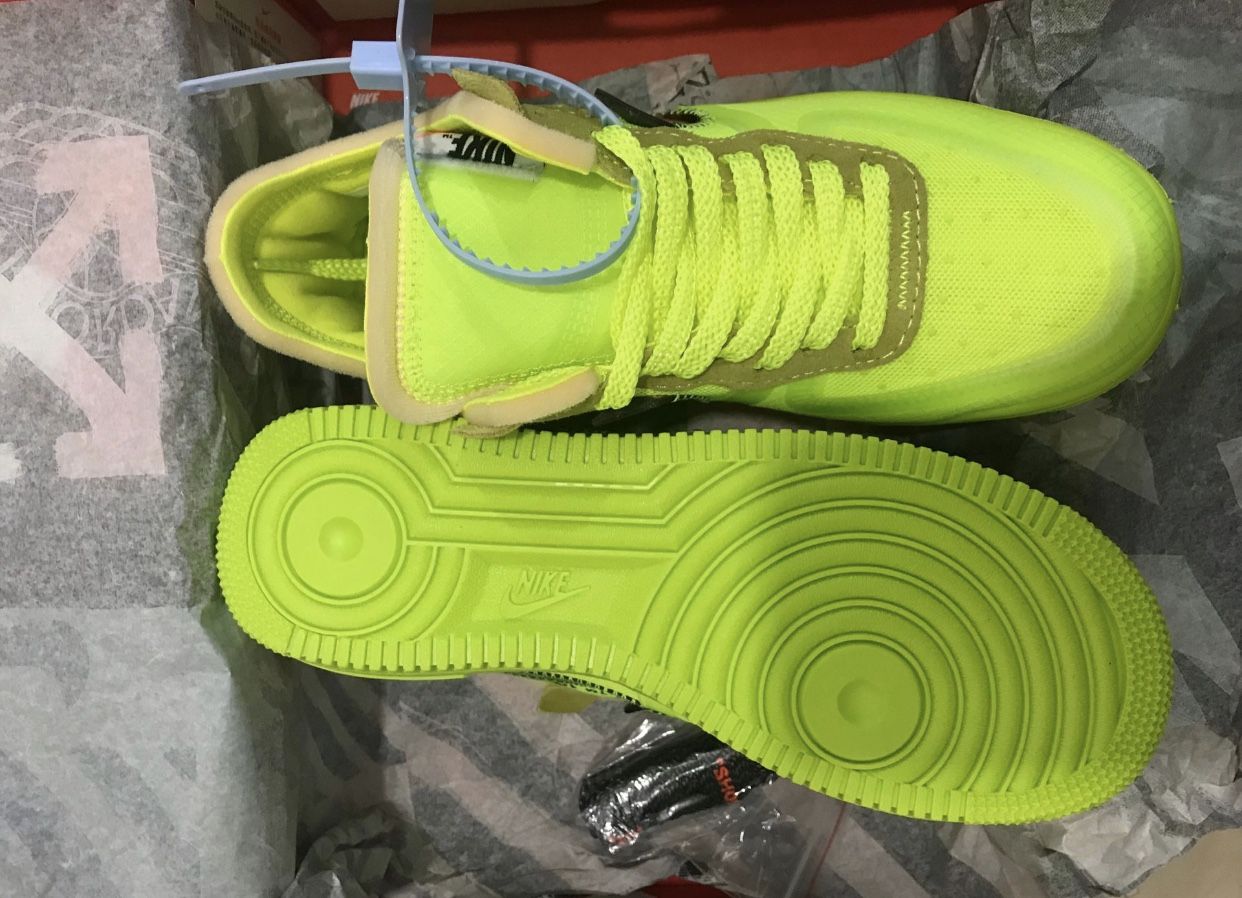 off white neon green air forces