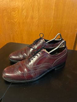 Burgundy Leather Wingtip Brogue Oxford Shoes