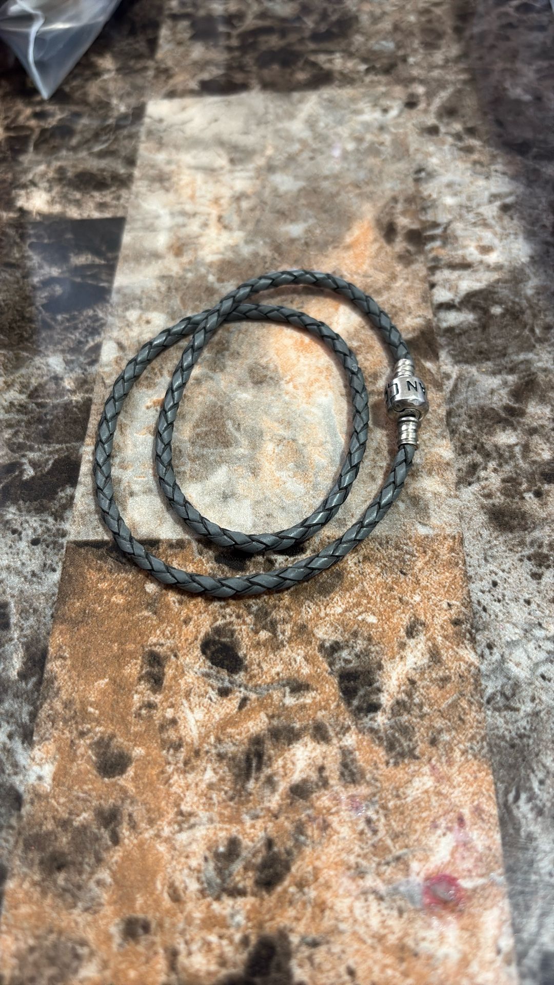 Pandora Sterling Silver Leather Necklace