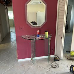 Mirror And Small Glass Table 