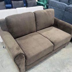 EBELLO Loveseat 2 Seater Sofa with Rolled Arms,brown Velvet