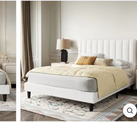 Upholstered Bed Frame with Tufted Headboard-Queen