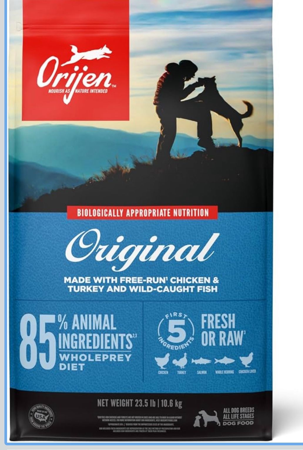 ORIJEN Grain Free High Protein Dry Dog Food Original Recipe 23.5lb Bag