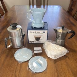 Lightweight Backpacking Bialetti Moka Express Drip-O-Lator 1 and 2-Cup Camping Coffee Maker Sets