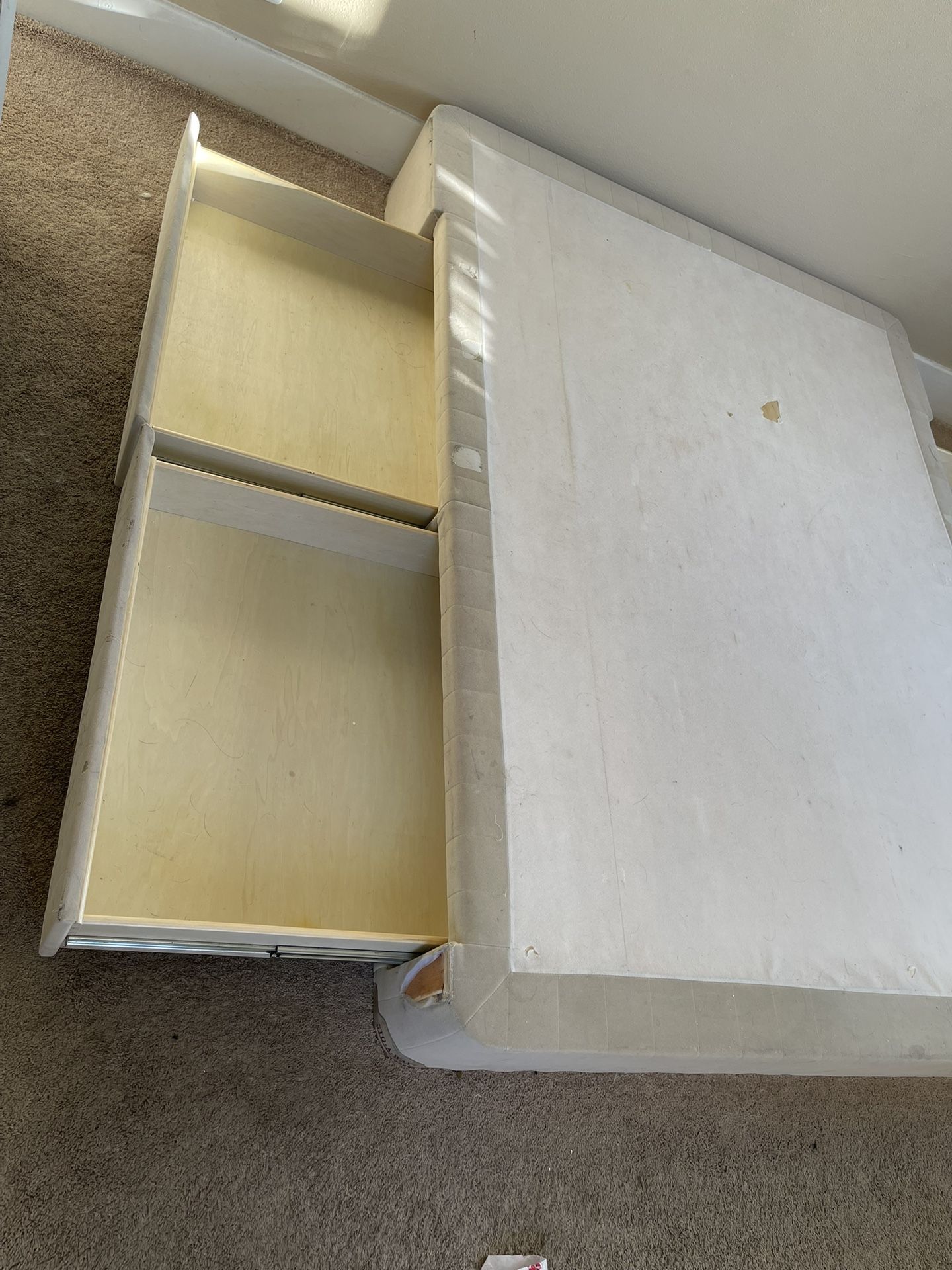 Queen Box Spring with drawers, and mattress