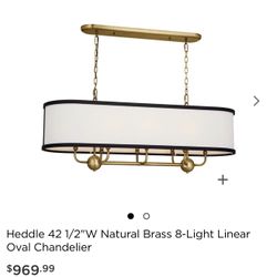 Heddle Large 42 1/2"W Natural Brass 8-Light Linear Oval Chandelier