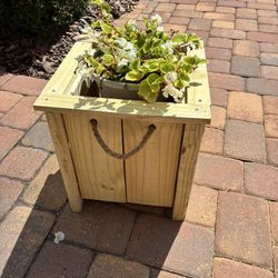 Wooden Planter, 16” Tall