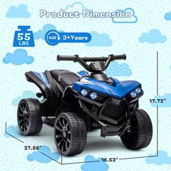 6V Kids Ride on Toy, 4 Wheeler ATV 1.8 MPH Max Speed, Wear-Resistant Wheels, LED Lights, Foot Pedal and Music, Electric Vehicle Car for Kids Toddlers