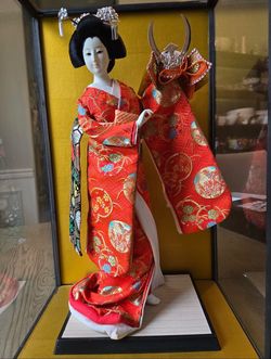 Vintage Geisha Doll with Warrior hat