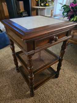 French Provincial / Mediterranean style three-tier side table (or nightstand).