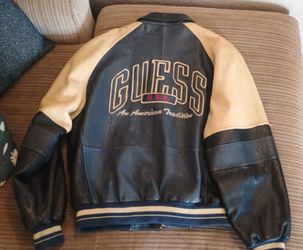 Vintage guess leather bomber jacket
