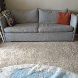 Large Custom Made Crate And Barrel  Sleeper Sofa. Hounds Tooth Fabric.  Very Comfortable Foam mattress. 