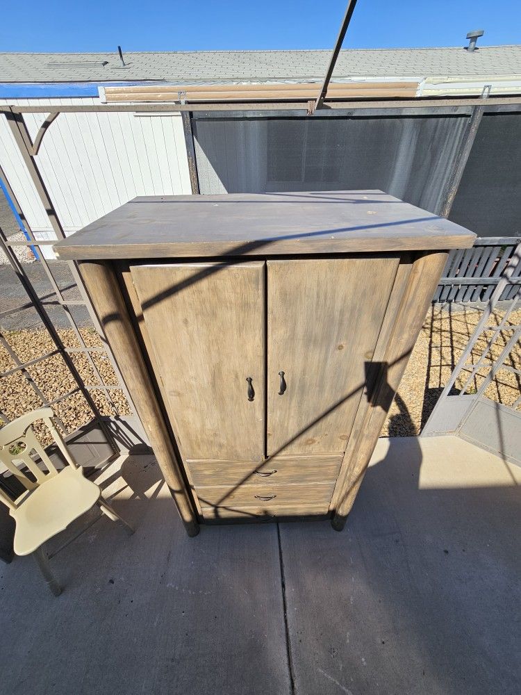 Solid Wood And Metal Armoire