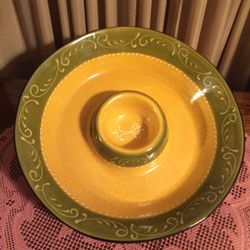 Crate & Barrel Tango Chip & Dip 14” Serving Bowl Platter.  Made In Portugal.  