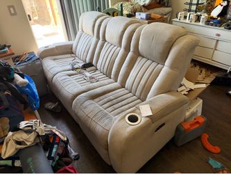 Electric recline suede couch