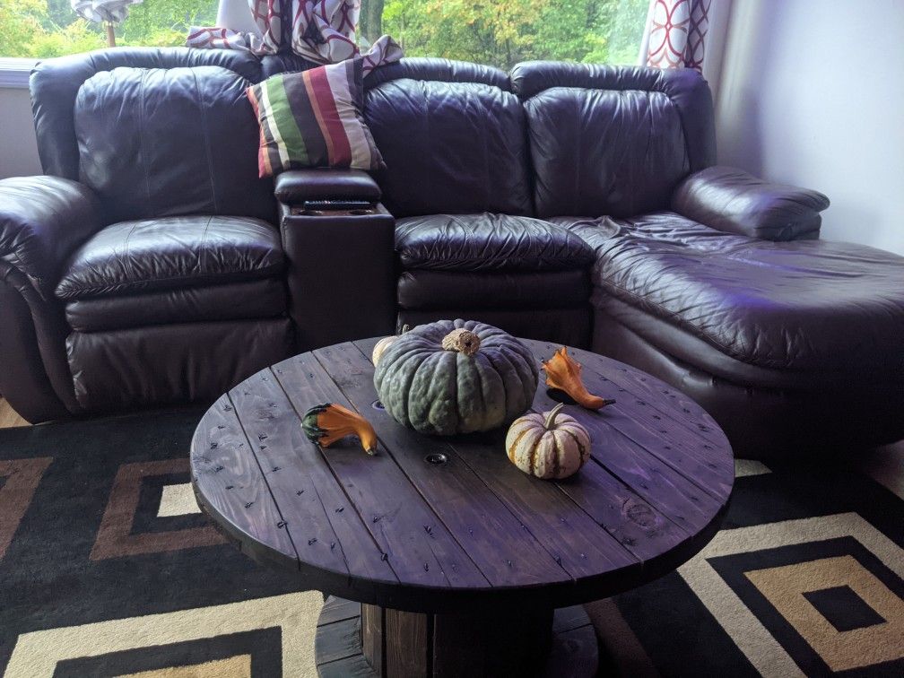 Custom made wire wheel coffee table