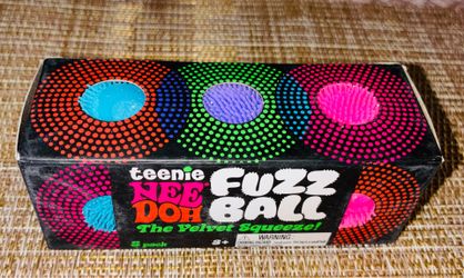 Authentic NeeDoh Teenie Fuzzball Velvet Squeeze Toy 3 Pack Fuzz Ball Rare Blue/Purple/Pink