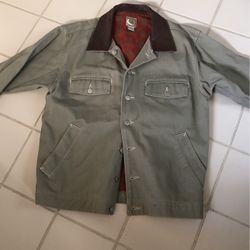 Men’s Med Canvas Leather Collar Jacket