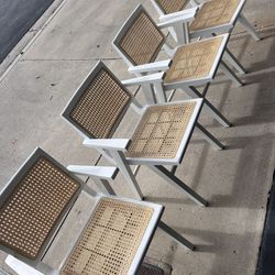 Four White Arm Chairs For Sale 
