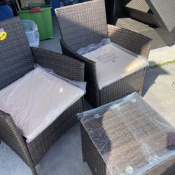 New Assembled 3 Pc Patio Set 