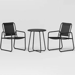 Room Essentials 3 Piece Black Metal Patio Set