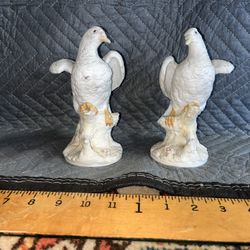 (2) Lefton Hand Painted China Doves On Branch #KW5448 ~ Vintage