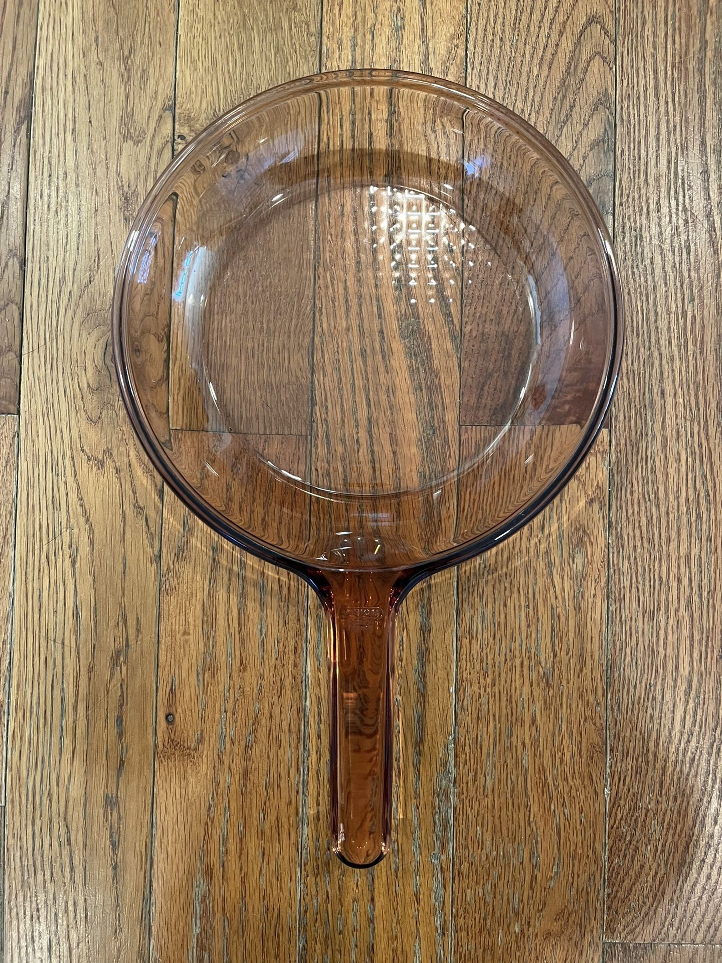 Corning Ware Visions Amber Waffle Bottom Fry Pan Skillet Glass 10” Vintage Retro