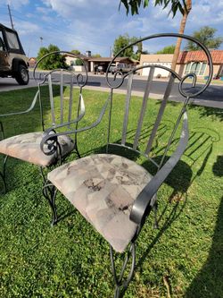Vintage Wrought Iron Patio Lawn Arm Chairs