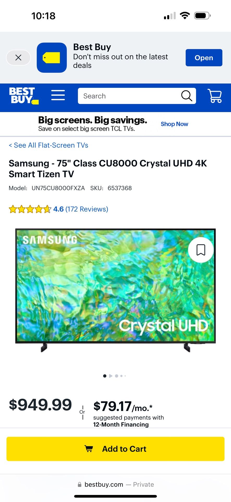 2 Tvs For $999 Samsung Cu800 75 Inch And Onn 65 Inch