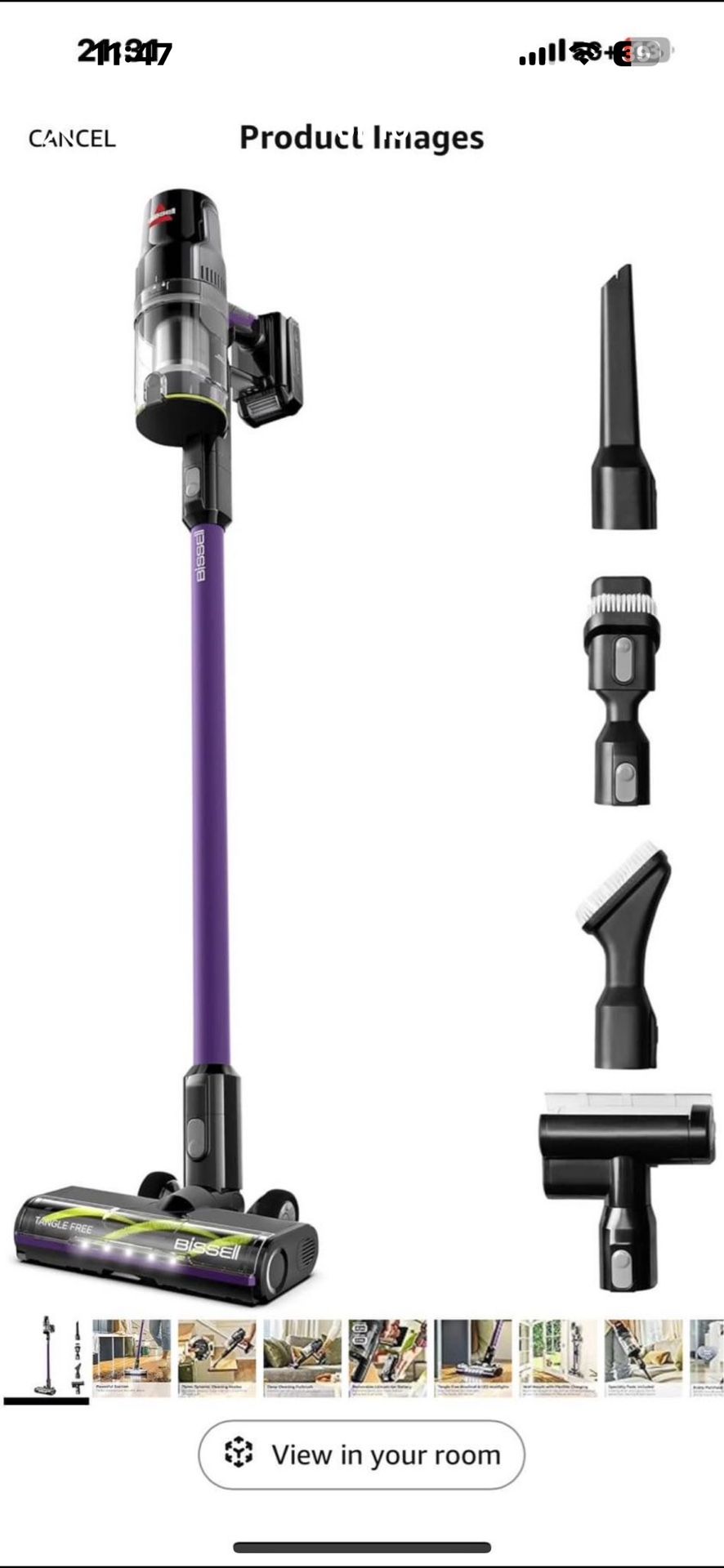 BISSELL CleanView XR Pet 300w Lightweight Cordless Vacuum w/ Removable Battery, 40-min runtime, Deep-Cleaning Furbrush & Tangle